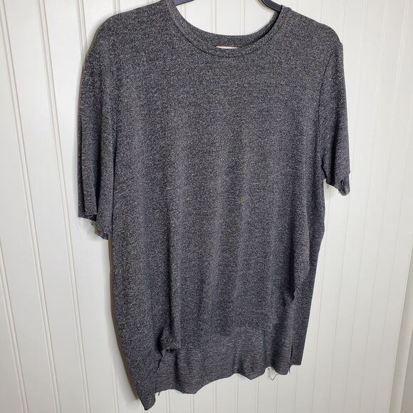 Wilfred Aritzia Women's Dark Heather Gray Raw Hem Tee Size S Split Sides Hi Lo - Picture 3 of 7